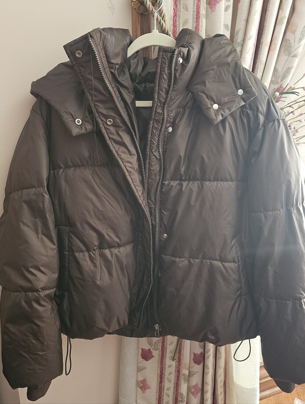 Coffee brown winter puffer jacket